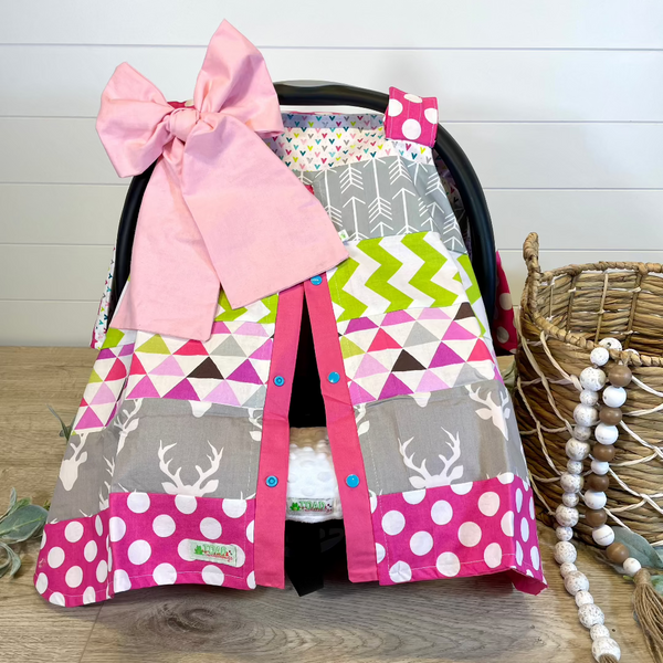 Block Pattern Girls Car Seat Canopy