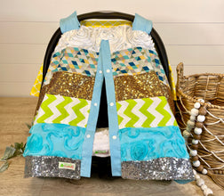 Block Pattern Girls Car Seat Canopy